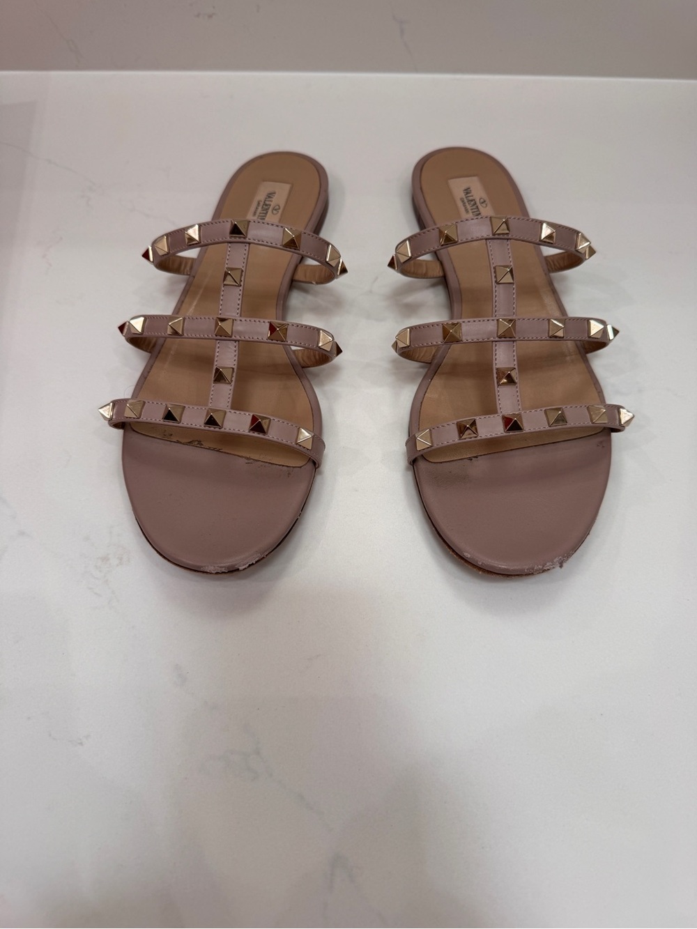 Rockstud Flat Slide Sandal Poudre